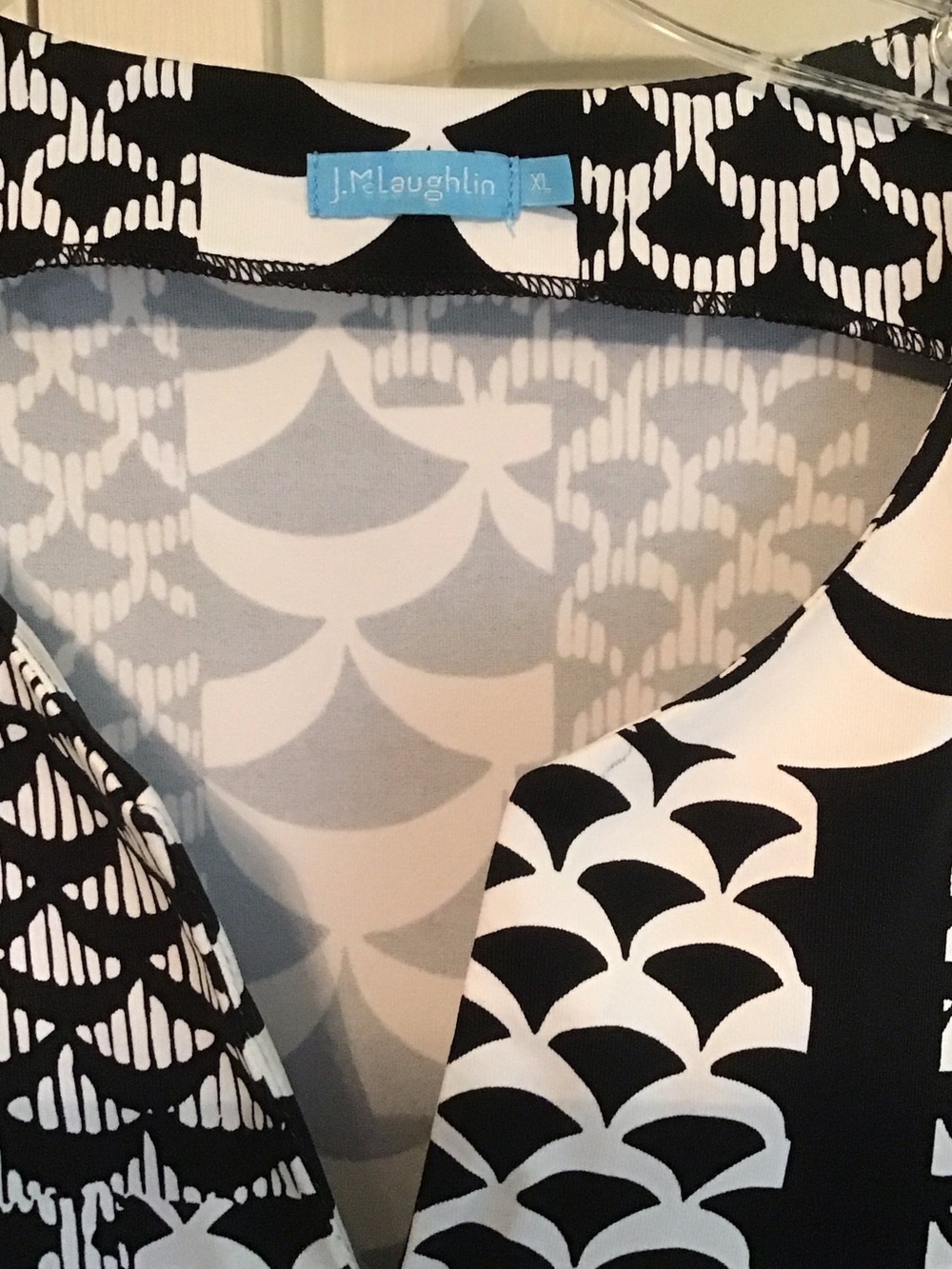 J McLaughlin Sleeveless Black and White Patchwork-Print Dress - Picture 2 of 5
